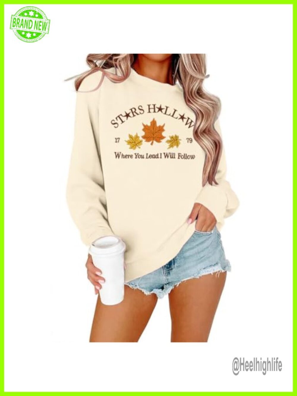 Women's Crewneck Sweatshirt Fall Leaf Graphic Drop Shoulder Pullover